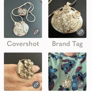 Handmade🌺sterling silver stamped ring sz7.5-8+22”serpentine necklace+💐pendant